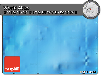 Physical Map of the Area around 15° 27' 46" S, 155° 37' 30" E