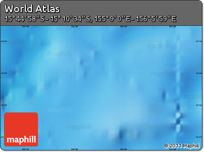 Physical Map of the Area around 15° 27' 46" S, 155° 37' 30" E