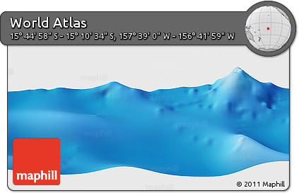 Shaded Relief Panoramic Map of the Area around 15° 27' 46" S, 157° 10' 30" W