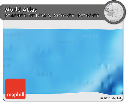Physical 3D Map of the Area around 15° 27' 46" S, 159° 1' 30" E