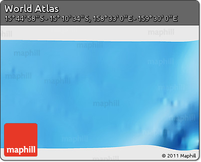 Physical 3D Map of the Area around 15° 27' 46" S, 159° 1' 30" E