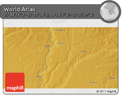 Physical 3D Map of the Area around 15° 27' 46" S, 15° 22' 30" E