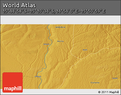 Physical 3D Map of the Area around 15° 27' 46" S, 15° 22' 30" E
