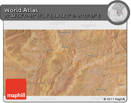 Satellite 3D Map of the Area around 15° 27' 46" S, 15° 22' 30" E