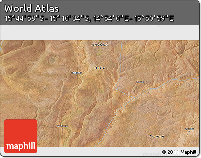 Satellite 3D Map of the Area around 15° 27' 46" S, 15° 22' 30" E