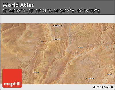Satellite 3D Map of the Area around 15° 27' 46" S, 15° 22' 30" E