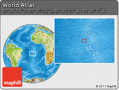 Physical Location Map of the Area around 15° 27' 46" S, 15° 13' 29" W
