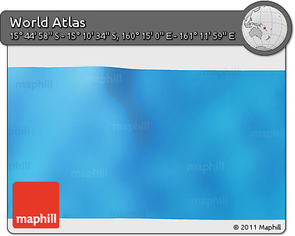 Physical 3D Map of the Area around 15° 27' 46" S, 160° 43' 29" E
