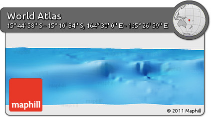 Physical Panoramic Map of the Area around 15° 27' 46" S, 164° 58' 29" E
