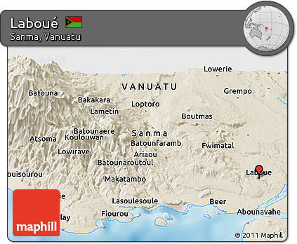Shaded Relief Panoramic Map of Laboué