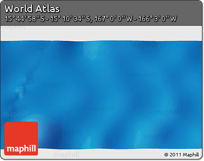 Physical 3D Map of the Area around 15° 27' 46" S, 166° 31' 30" W