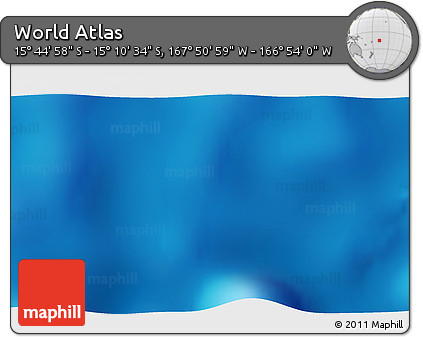 Shaded Relief 3D Map of the Area around 15° 27' 46" S, 167° 22' 30" W