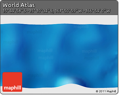 Shaded Relief 3D Map of the Area around 15° 27' 46" S, 167° 22' 30" W