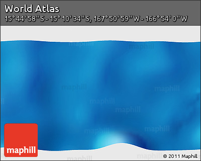 Shaded Relief 3D Map of the Area around 15° 27' 46" S, 167° 22' 30" W