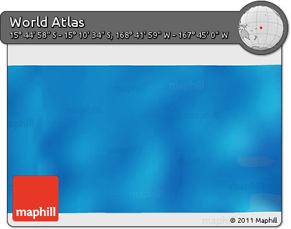 Shaded Relief 3D Map of the Area around 15° 27' 46" S, 168° 13' 29" W