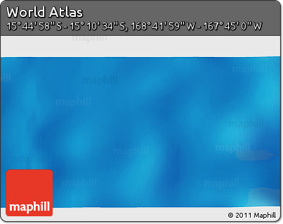 Shaded Relief 3D Map of the Area around 15° 27' 46" S, 168° 13' 29" W