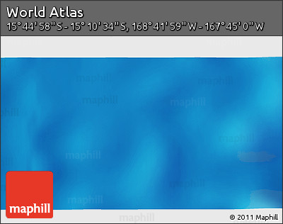 Shaded Relief 3D Map of the Area around 15° 27' 46" S, 168° 13' 29" W