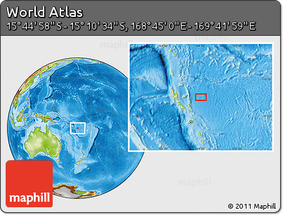 Physical Location Map of the Area around 15° 27' 46" S, 169° 13' 29" E