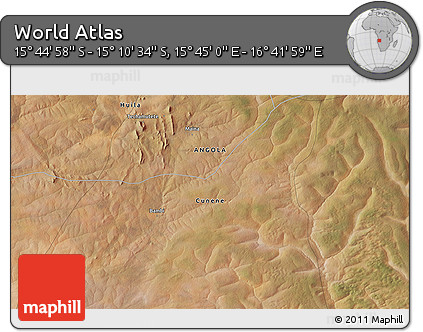 Satellite 3D Map of the Area around 15° 27' 46" S, 16° 13' 30" E