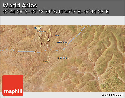 Satellite 3D Map of the Area around 15° 27' 46" S, 16° 13' 30" E