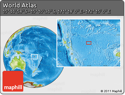 Physical Location Map of the Area around 15° 27' 46" S, 171° 46' 30" E