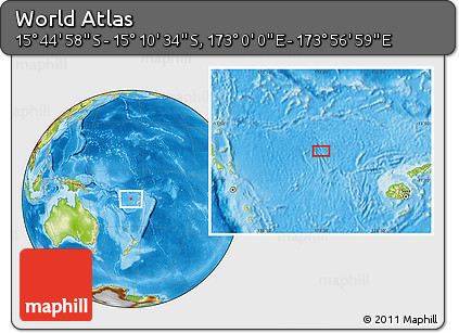 Physical Location Map of the Area around 15° 27' 46" S, 173° 28' 29" E