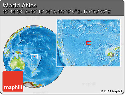 Physical Location Map of the Area around 15° 27' 46" S, 173° 28' 29" E