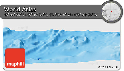Shaded Relief Panoramic Map of the Area around 15° 27' 46" S, 174° 10' 30" W