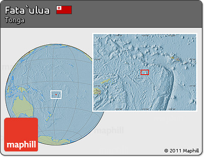 Savanna Style Location Map of Fata`ulua, hill shading