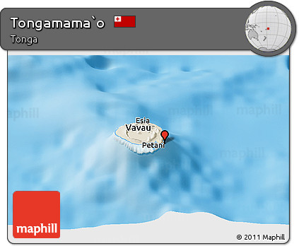 Shaded Relief Panoramic Map of Tongamama`o