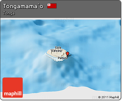 Shaded Relief Panoramic Map of Tongamama`o