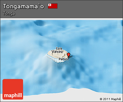 Shaded Relief Panoramic Map of Tongamama`o