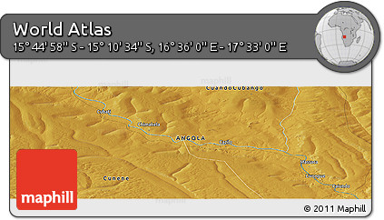 Physical Panoramic Map of the Area around 15° 27' 46" S, 17° 4' 30" E