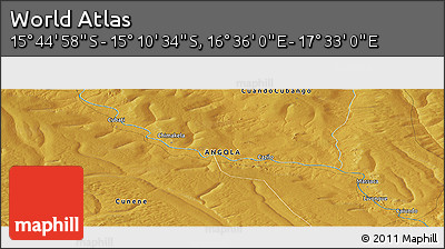 Physical Panoramic Map of the Area around 15° 27' 46" S, 17° 4' 30" E