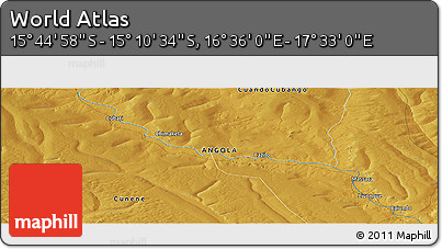 Physical Panoramic Map of the Area around 15° 27' 46" S, 17° 4' 30" E