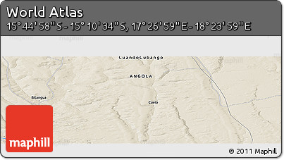 Shaded Relief Panoramic Map of the Area around 15° 27' 46" S, 17° 55' 29" E