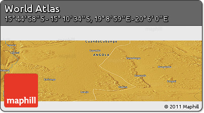 Physical Panoramic Map of the Area around 15° 27' 46" S, 19° 37' 30" E