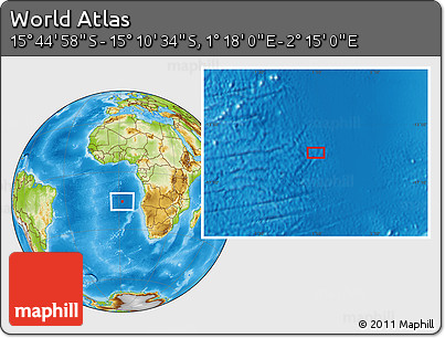 Physical Location Map of the Area around 15° 27' 46" S, 1° 46' 29" E
