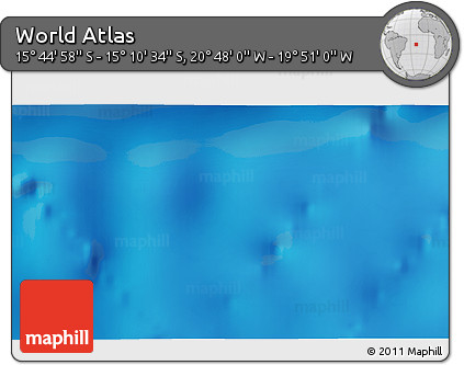 Physical 3D Map of the Area around 15° 27' 46" S, 20° 19' 30" W