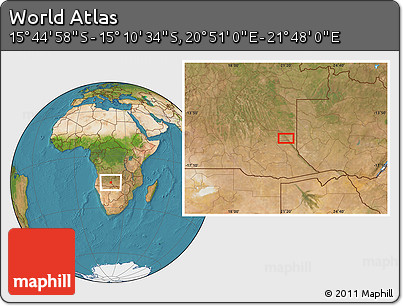 Satellite Location Map of the Area around 15° 27' 46" S, 21° 19' 30" E
