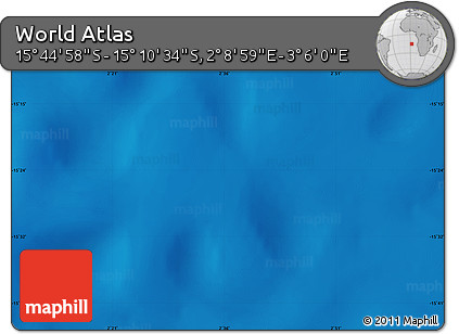 Shaded Relief Map of the Area around 15° 27' 46" S, 2° 37' 30" E