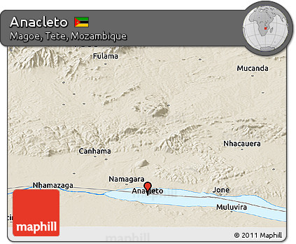 Shaded Relief Panoramic Map of Anacleto