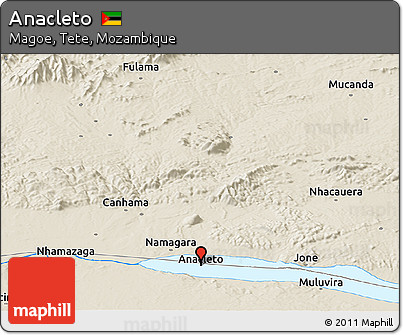 Shaded Relief Panoramic Map of Anacleto