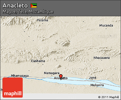 Shaded Relief Panoramic Map of Anacleto