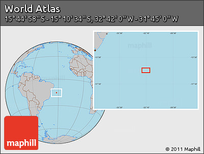 Gray Location Map of the Area around 15° 27' 46" S, 32° 13' 30" W