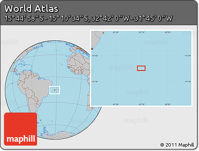 Gray Location Map of the Area around 15° 27' 46" S, 32° 13' 30" W