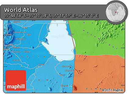 Political Map of the Area around 15° 27' 46" S, 35° 46' 29" E
