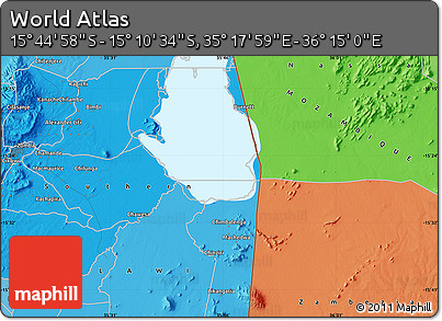 Political Map of the Area around 15° 27' 46" S, 35° 46' 29" E