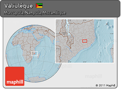 Gray Location Map of Valiuléque, hill shading