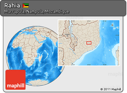 Shaded Relief Location Map of Rahia